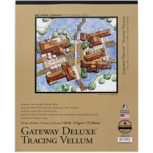 imageBee Paper  11quotx 14quot Gateway Deluxe Tracing Vellum Paper Pad 25 Sheets11inch x 14inch  25 Sheet Tape Bound Pad